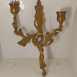 Vintage Brass Ornate Two-Arm Wall Sconce